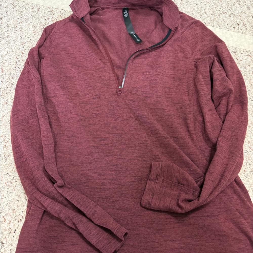 lululemon athletica Quarter-Zip Pullover in Burgundy with pockets